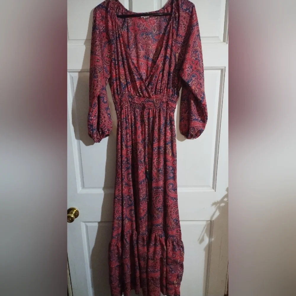 Anthropologie Boemo  Long Sleeve Paisley Maxi Dress Size Medium - Picture 2 of 8